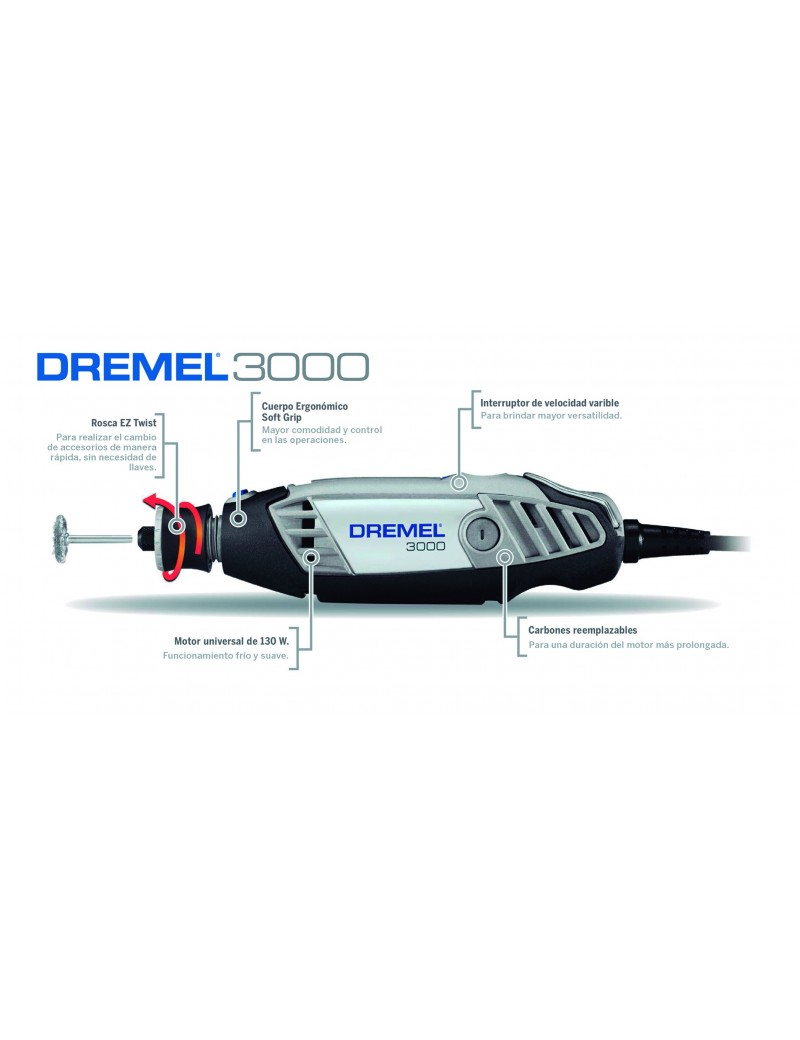 Mototool Dremel 3000 Con 1 Aditamento Y 26 Accesorios Bravo Industrial