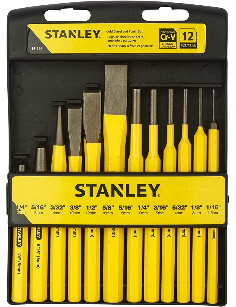 Stanley Juego de herramientas de percusión punzones y botadores (12 pzs.)